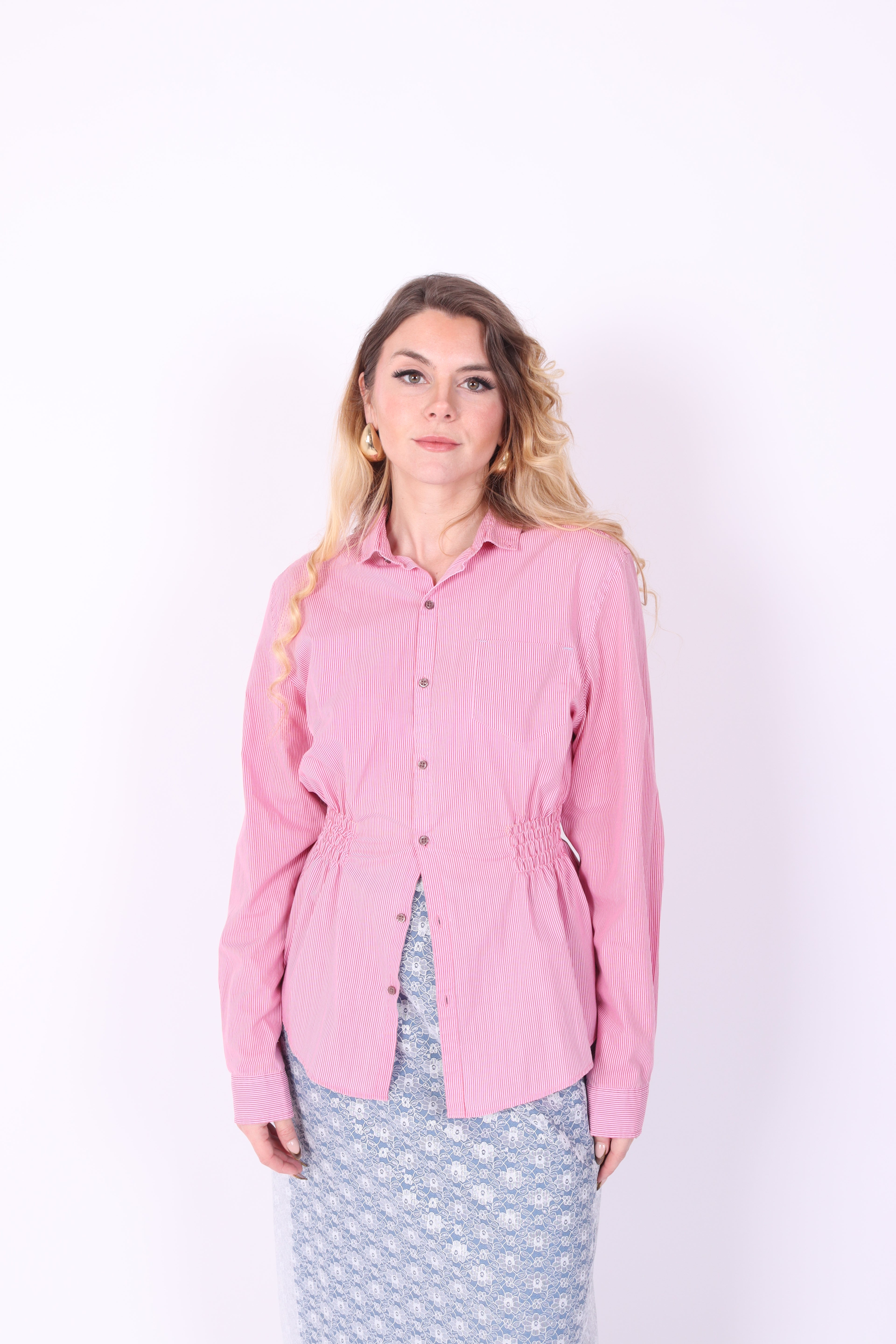 Pink with Red Pinstripe Shirt | Phoenix Rework