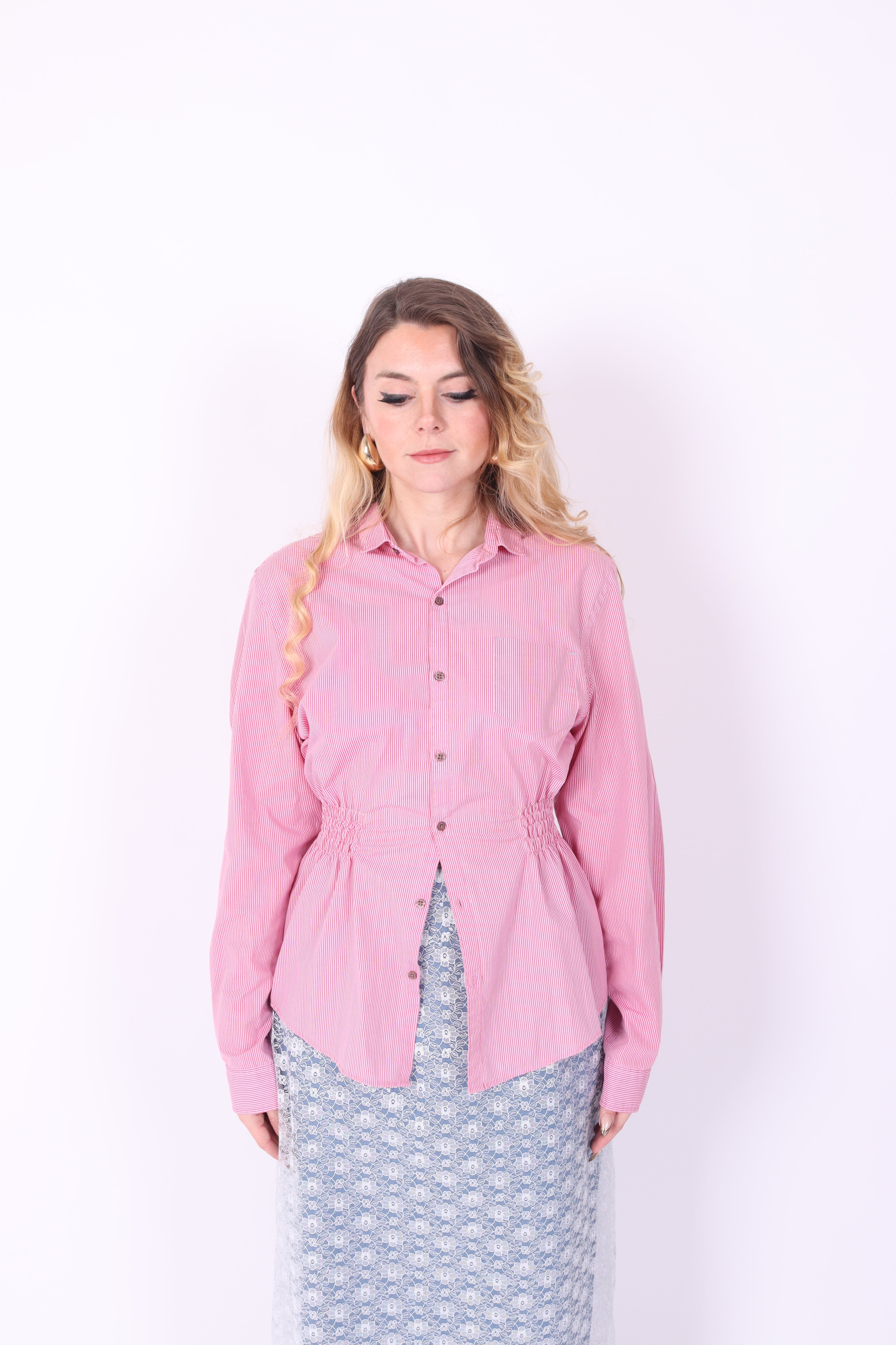 Pink with Red Pinstripe Shirt | Phoenix Rework