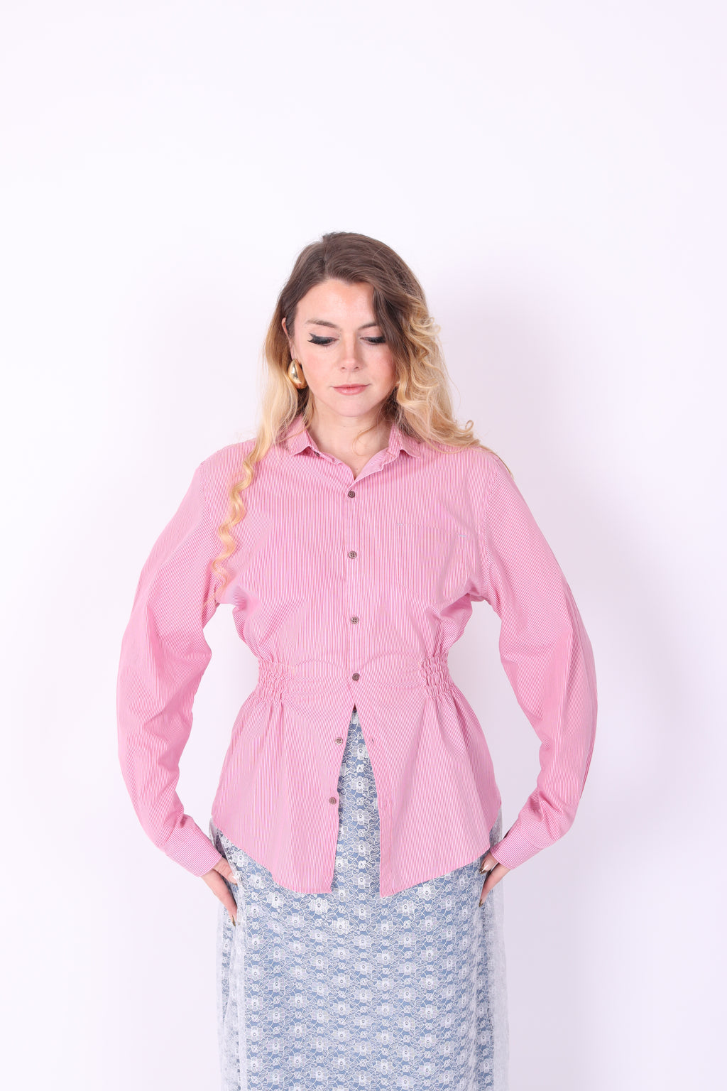 Pink with Red Pinstripe Shirt | Phoenix Rework