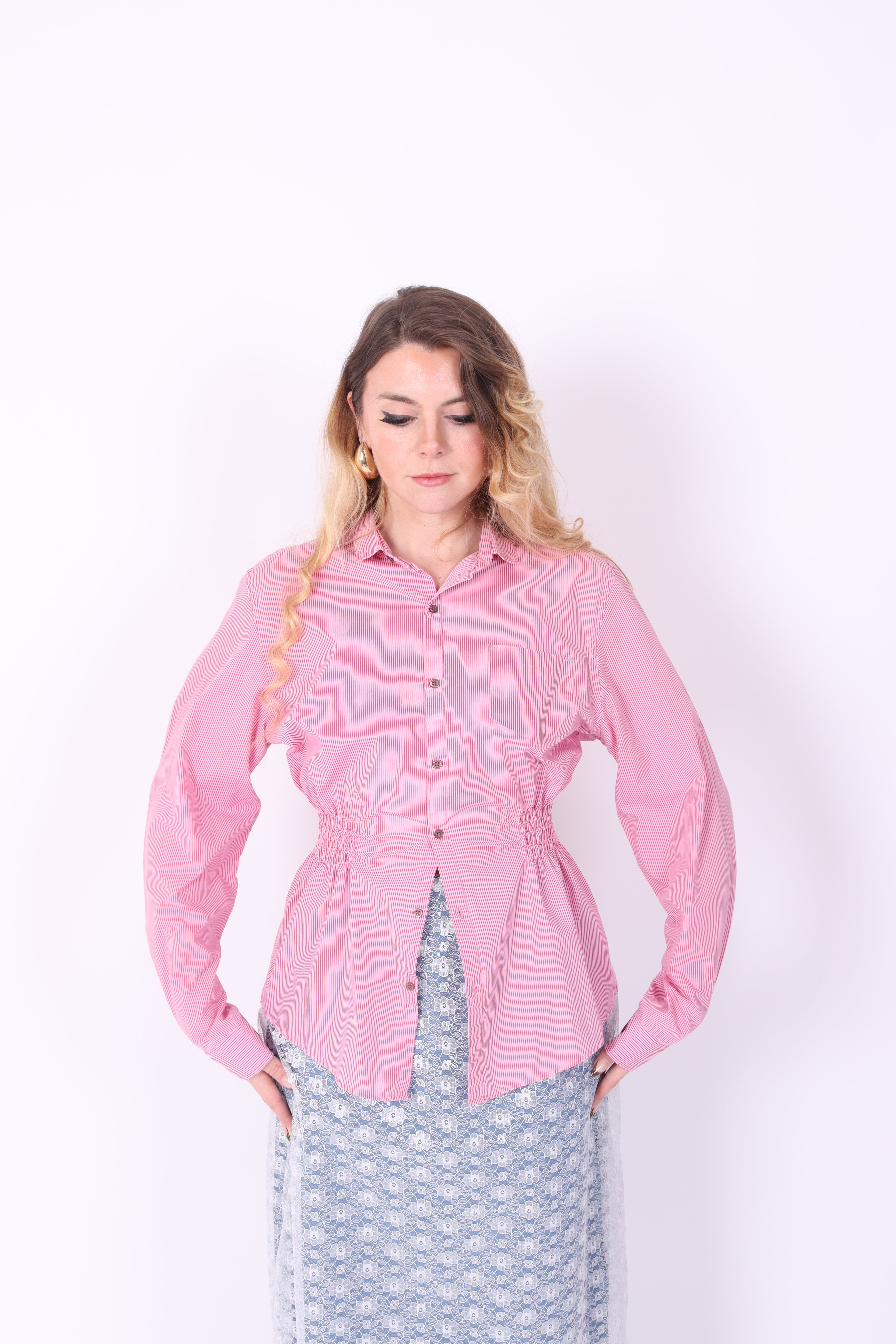 Pink with Red Pinstripe Shirt | Phoenix Rework