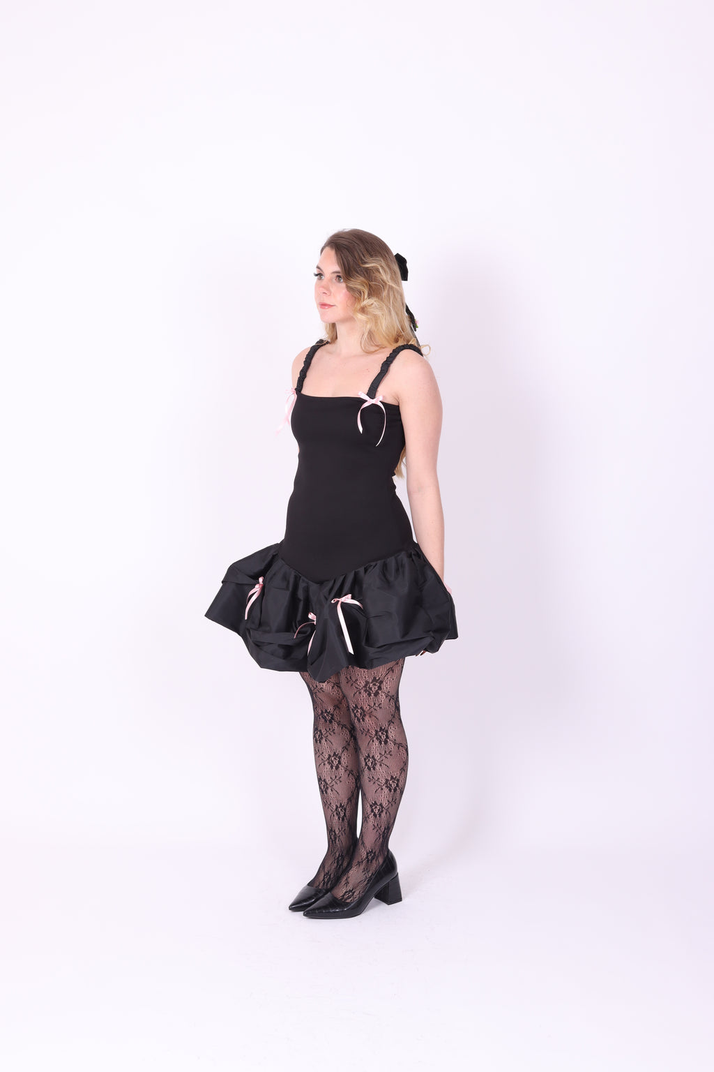 GALAXY ✧ Black Bubble Mini Dress