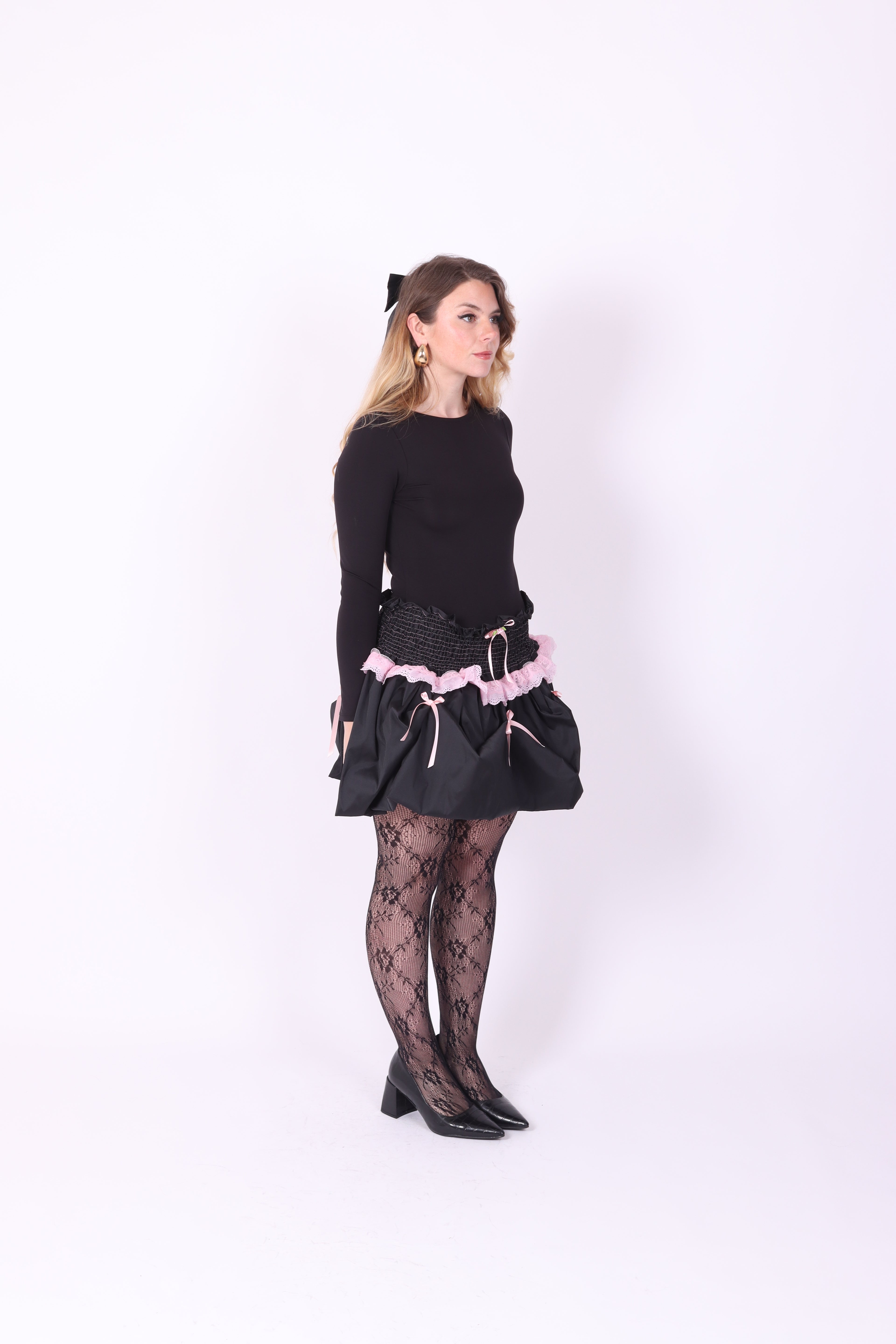 DAHLIA ✧ Black Bubble Mini Skirt