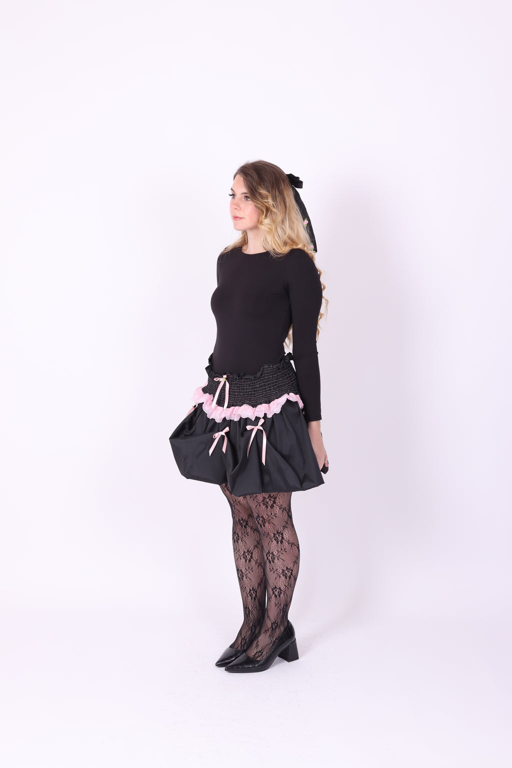 DAHLIA ✧ Black Bubble Mini Skirt