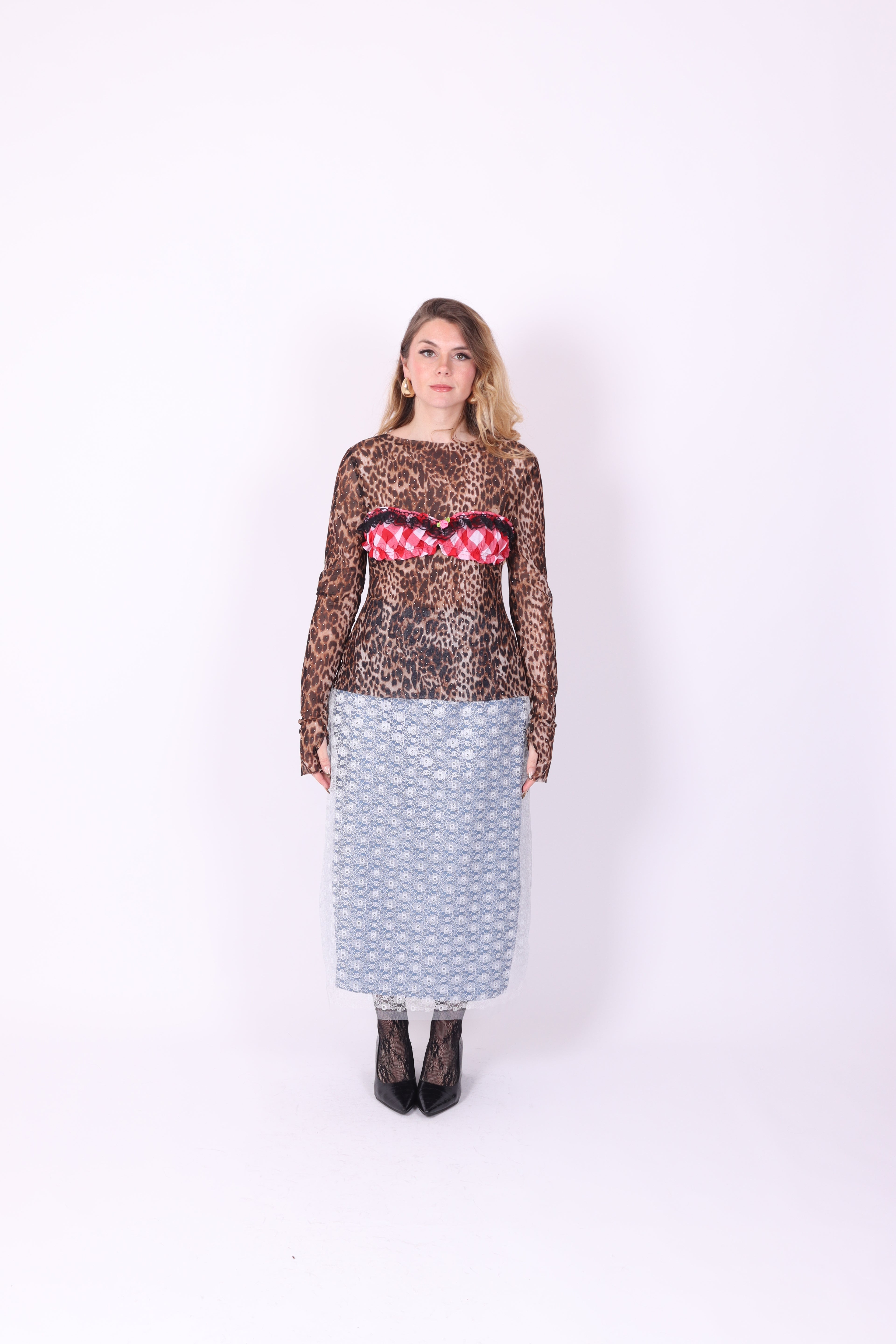 BABYLON ✧ Leopard + Gingham Mesh Top