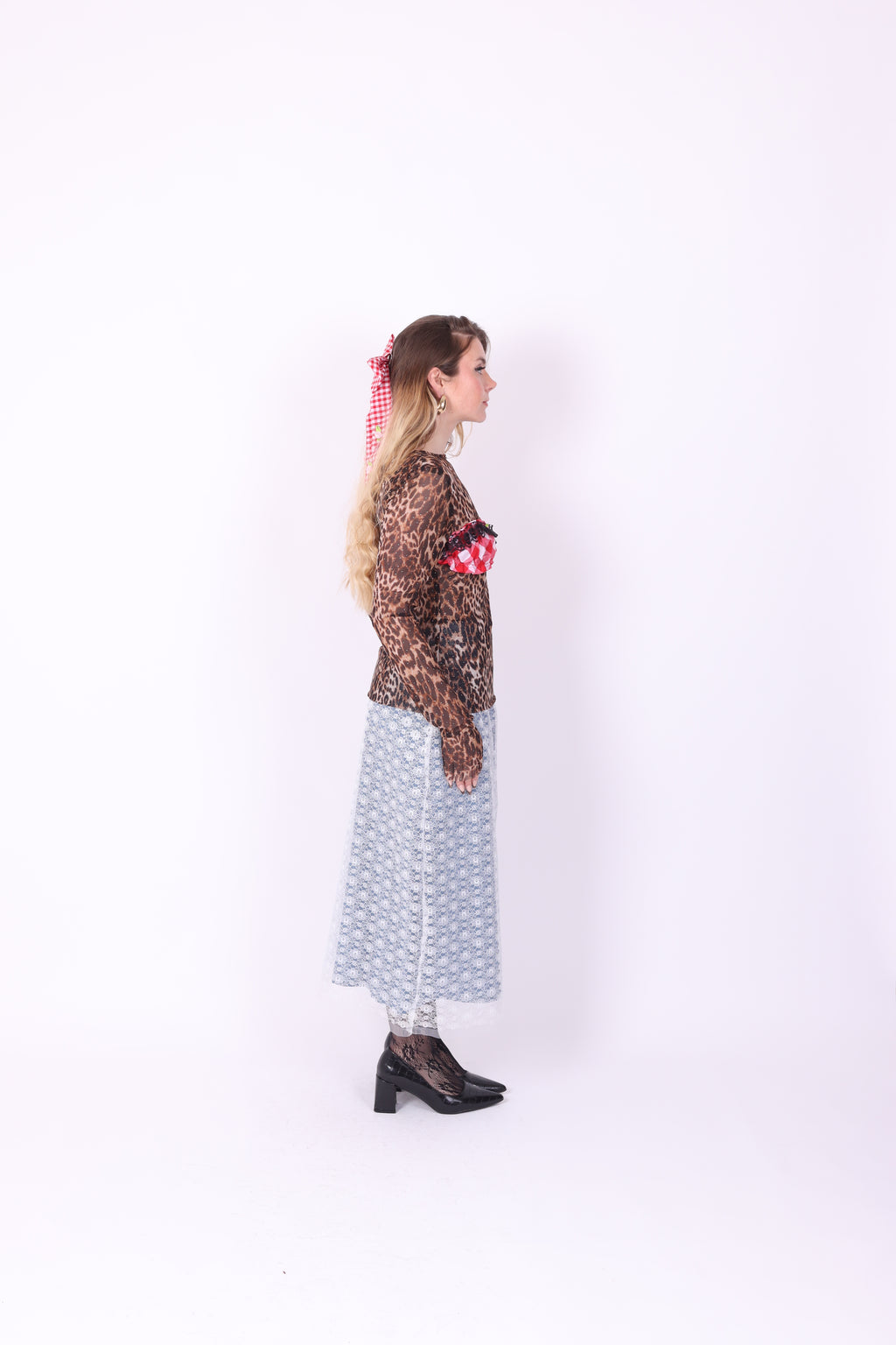 BABYLON ✧ Leopard + Gingham Mesh Top