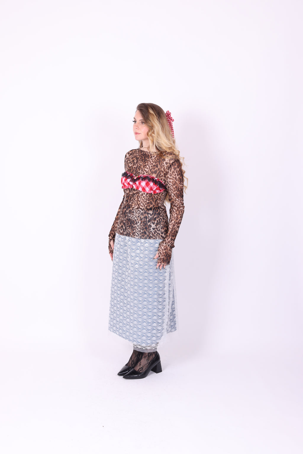 BABYLON ✧ Leopard + Gingham Mesh Top