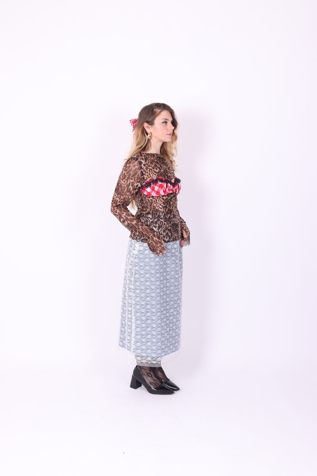 BABYLON ✧ Leopard + Gingham Mesh Top