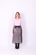 LIVIETTA ✧ Black Lace + Pink Silk + Bow Long Skirt