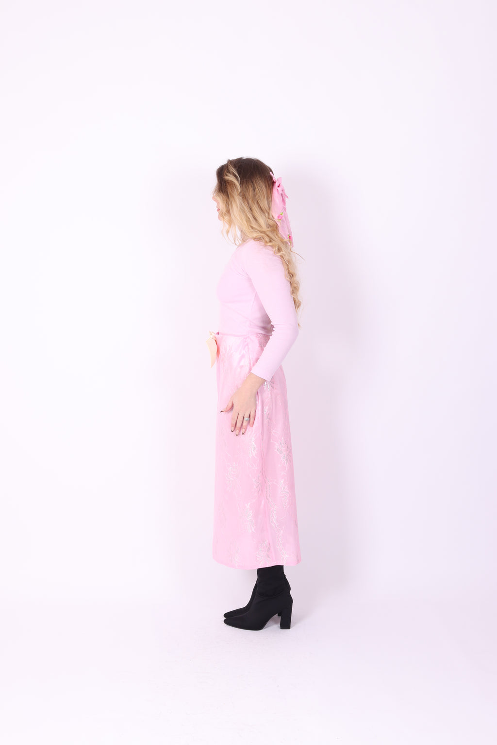 LILLA ✧ Pink Lace + Lemon Bow Long Skirt