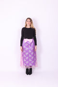 LAMBRETTA ✧ Metallic Pink Lace + Purple Silk + Bow Long Skirt
