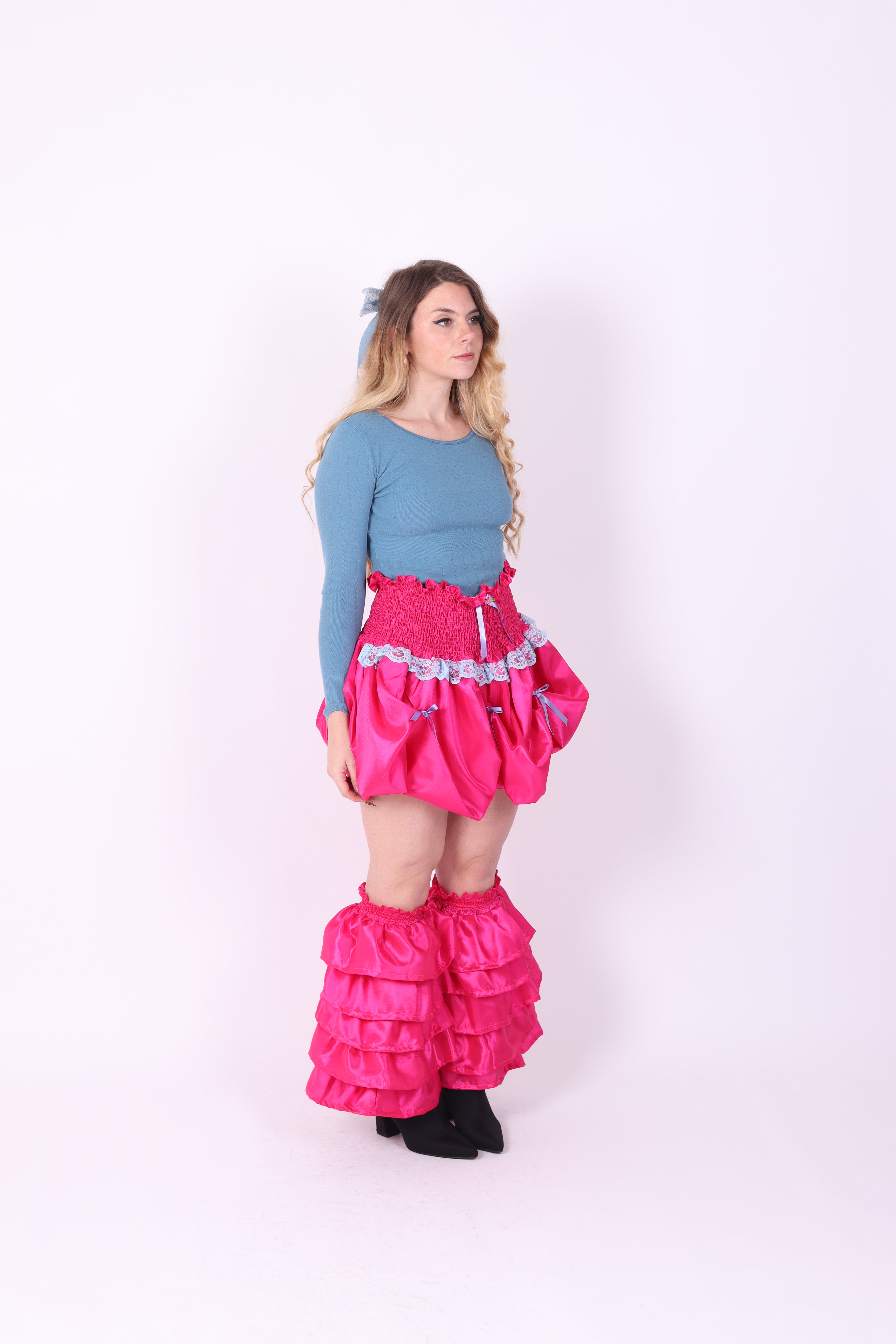 DELTA RUFFLES ✧ In Fuchsia Pink Taffeta