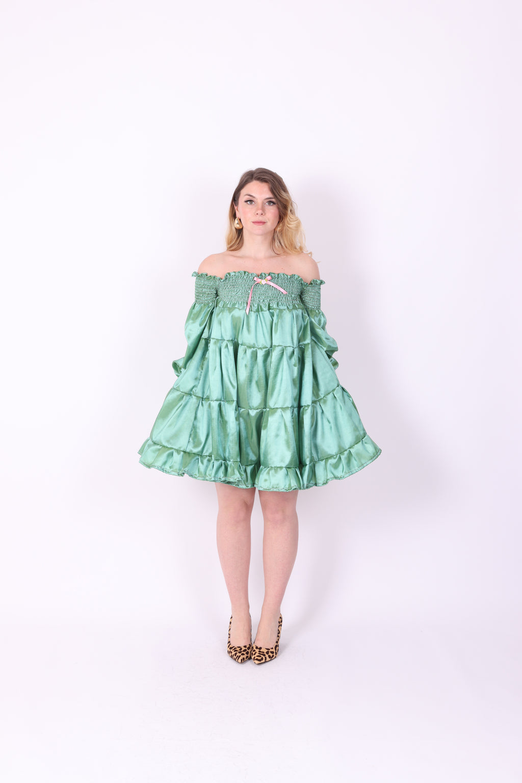 BRIOCHE ✧ Pistachio Taffeta Mini Dress