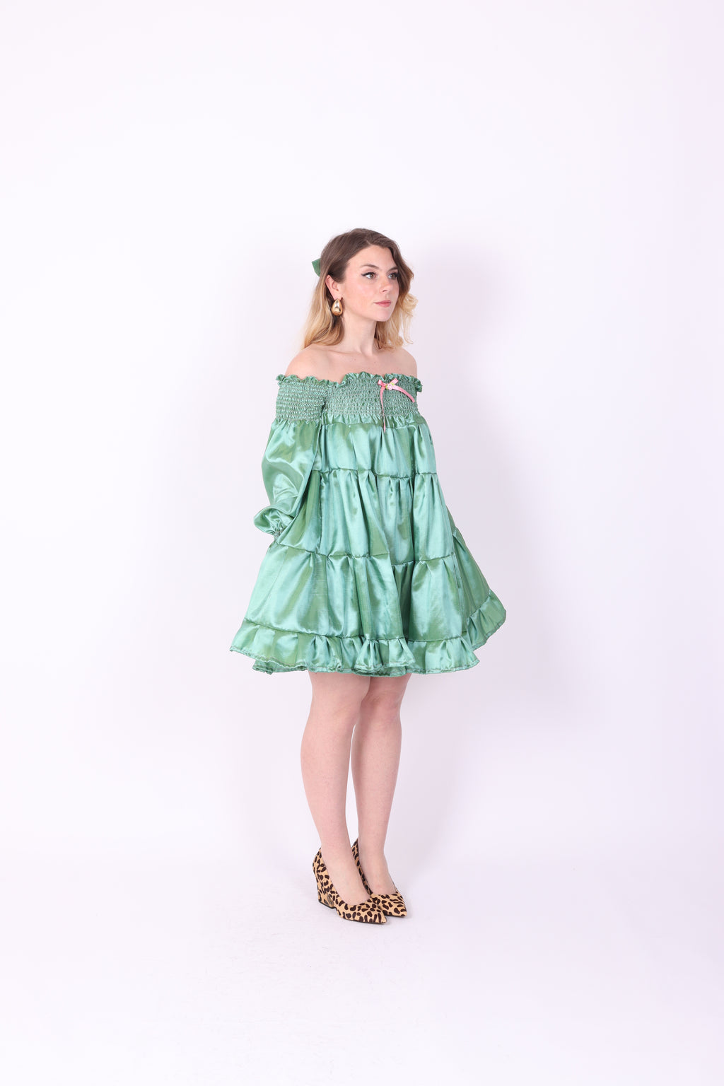 BRIOCHE ✧ Pistachio Taffeta Mini Dress