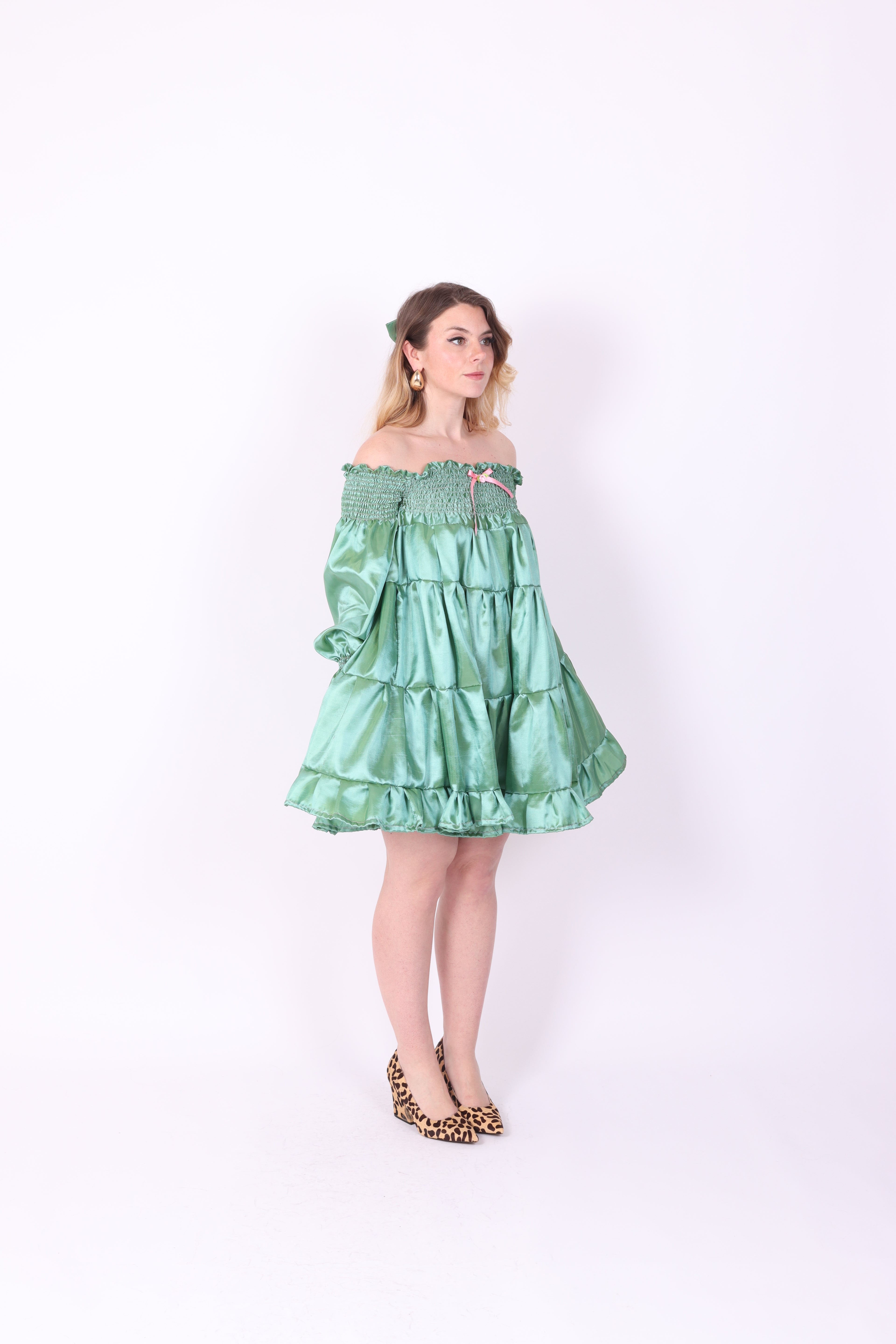 BRIOCHE ✧ Pistachio Taffeta Mini Dress