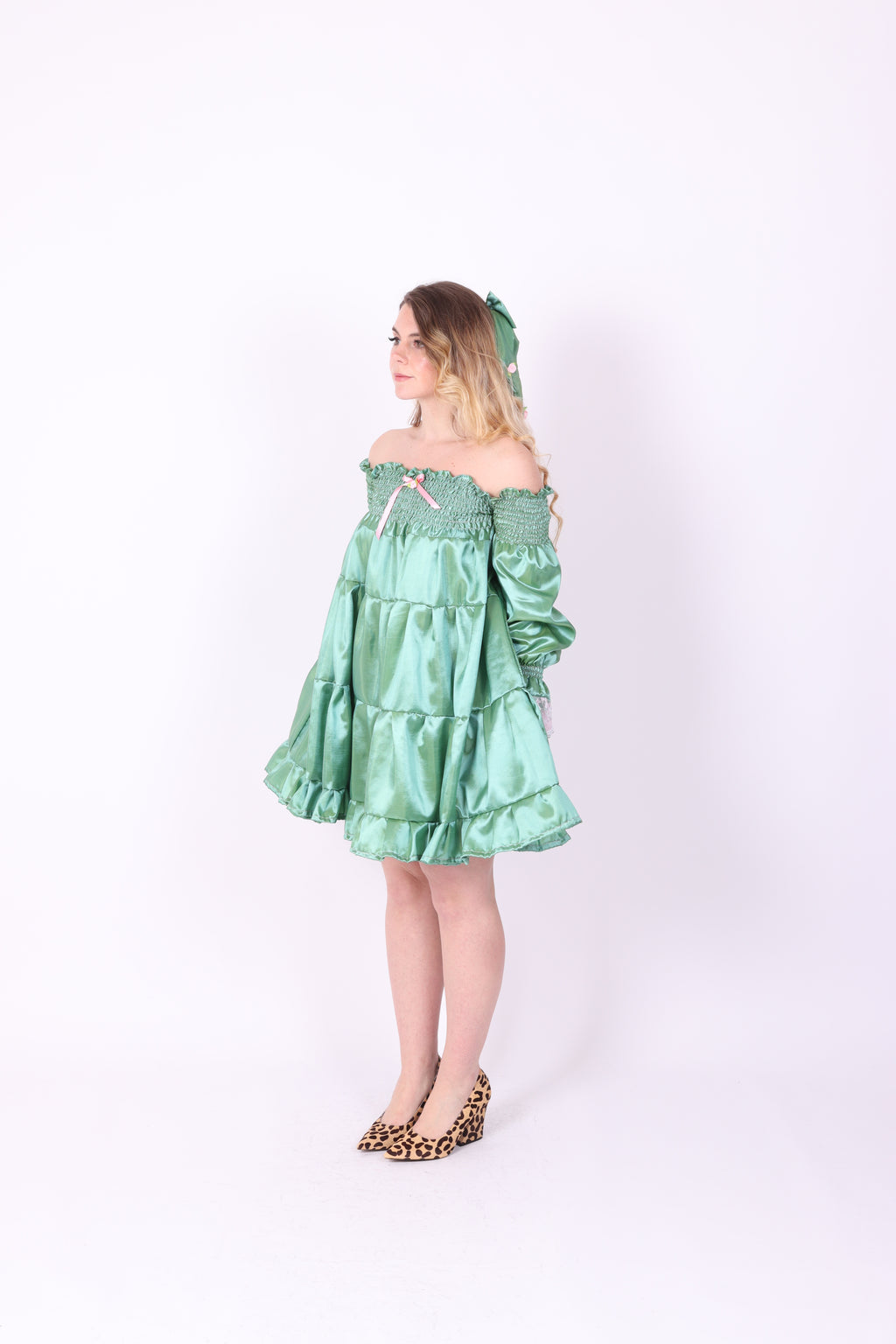 BRIOCHE ✧ Pistachio Taffeta Mini Dress