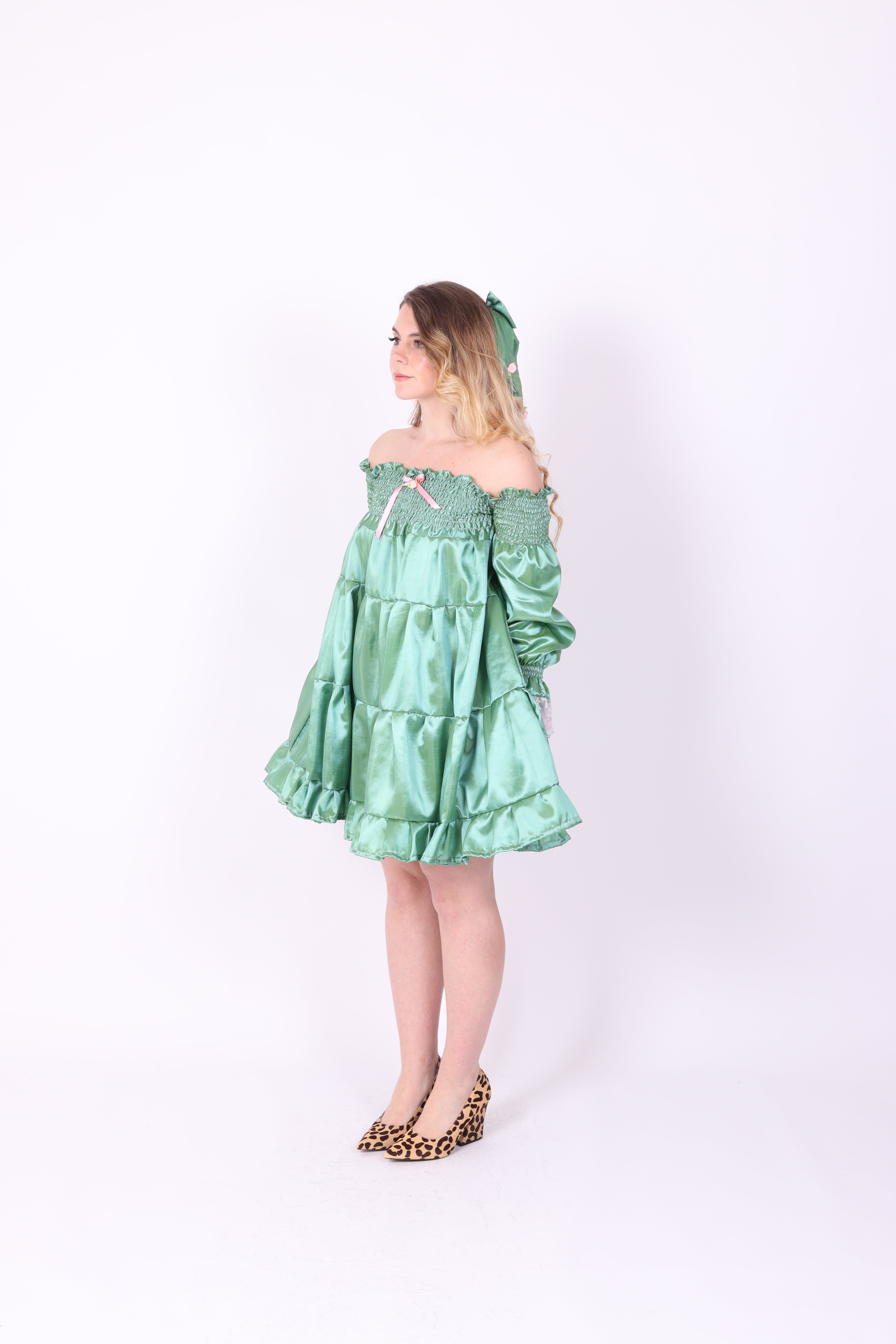 BRIOCHE ✧ Pistachio Taffeta Mini Dress