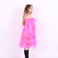 A neon pink organza mini dress with a large bow detail at the sleeve, skirt, and front, featuring a bardot neckline and puff sleeves. Delta Of Phoenix neon pink Cordelia dress