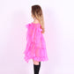 A neon pink organza mini dress with a large bow detail at the sleeve, skirt, and front, featuring a bardot neckline and puff sleeves. Delta Of Phoenix neon pink Cordelia dress