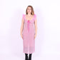 Pink long glitter dress with ruffled straps, keyhole bust with ribbon - Juno Dress - Delta Of Phoenix