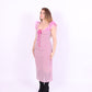 Pink long glitter dress with ruffled straps, keyhole bust with ribbon - Juno Dress - Delta Of Phoenix