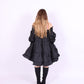 Black tiered taffeta mini puff dress with long puff sleeve - Bellatrix Dress - Delta Of Phoenix