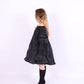 Black tiered taffeta mini puff dress with long puff sleeve - Bellatrix Dress - Delta Of Phoenix