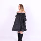 Black tiered taffeta mini puff dress with long puff sleeve - Bellatrix Dress - Delta Of Phoenix