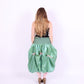 green taffeta midi bubble skirt with pink black and pink bows - desiree bubble midi skirt - delta of phoenix