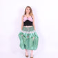 green taffeta midi bubble skirt with pink black and pink bows - desiree bubble midi skirt - delta of phoenix