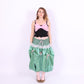 green taffeta midi bubble skirt with pink black and pink bows - desiree bubble midi skirt - delta of phoenix