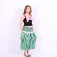 green taffeta midi bubble skirt with pink black and pink bows - desiree bubble midi skirt - delta of phoenix