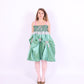 green taffeta midi bubble skirt with pink black and pink bows - desiree bubble midi skirt - delta of phoenix - worn as dress