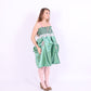 green taffeta midi bubble skirt with pink black and pink bows - desiree bubble midi skirt - delta of phoenix - worn as dress