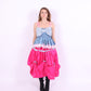 Denim blue bow top with a large white lace bow and pink bows on straps. Gitta Bow Top - Delta Of Phoenix