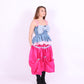 Denim blue bow top with a large white lace bow and pink bows on straps. Gitta Bow Top - Delta Of Phoenix