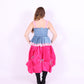 Denim blue bow top with a large white lace bow and pink bows on straps. Gitta Bow Top - Delta Of Phoenix