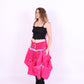 Mid pink taffeta bubble midi skirt with blue bows and blue lace - Dolores Midi Skirt - Delta Of Phoenix
