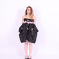 Black midi bubble skirt in black taffeta with pink lace and pink bows - Dahlia Midi Skirt - Delta Of Phoenix - worn as dress