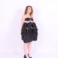 Black midi bubble skirt in black taffeta with pink lace and pink bows - Dahlia Midi Skirt - Delta Of Phoenix - worn as dress