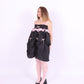 Black midi bubble skirt in black taffeta with pink lace and pink bows - Dahlia Midi Skirt - Delta Of Phoenix - worn as dress