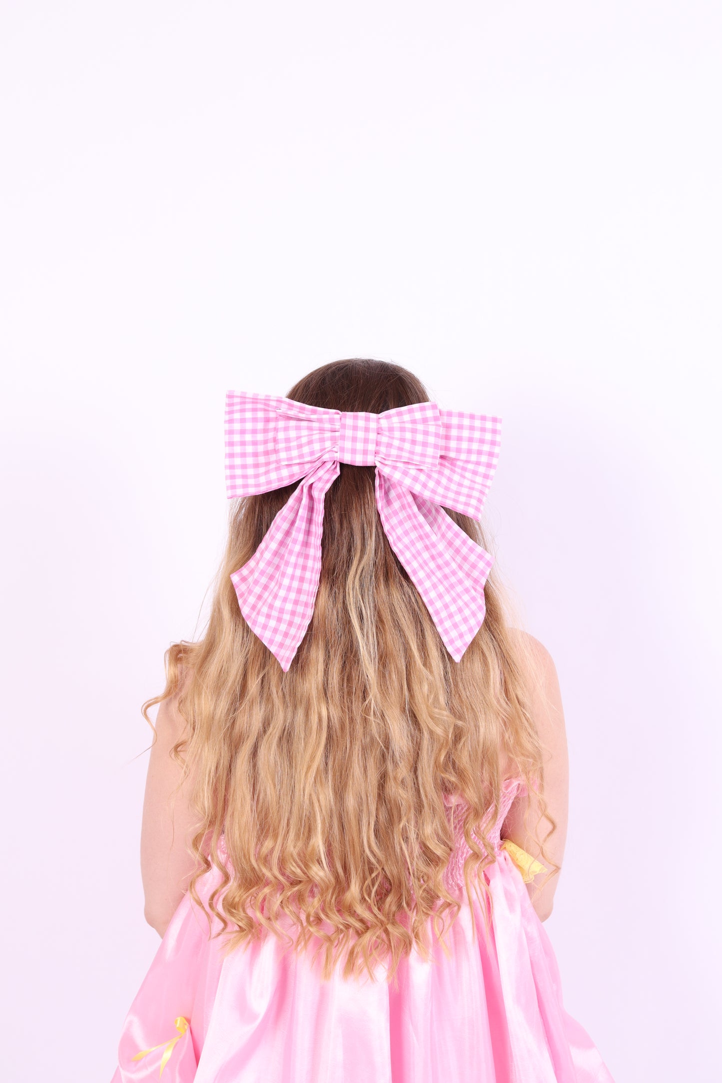 Pink gingham bow - delta of phoenix hair bow