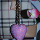 PINK HEART BAG CHARM - RHINESTONE - GOLD CHAIN - DELTA OF PHOENIX