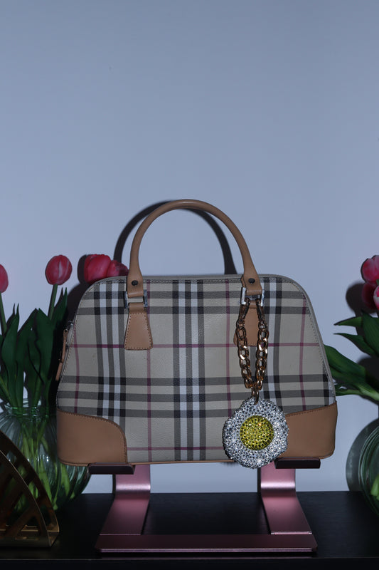 FRIED EGG BAG CHARM - RHINESTONE - GOLD CHAIN - DELTA OF PHOENIX