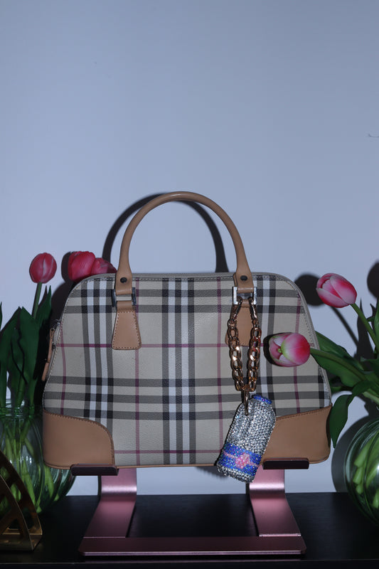 PINT OF MILK SILVER BLUE AND PINK BAG CHARM - RHINESTONE - GOLD CHAIN - DELTA OF PHOENIX