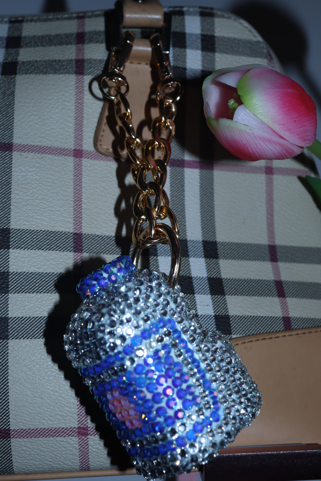 MILK BAG CHARM - RHINESTONE - GOLD CHAIN - DELTA OF PHOENIX