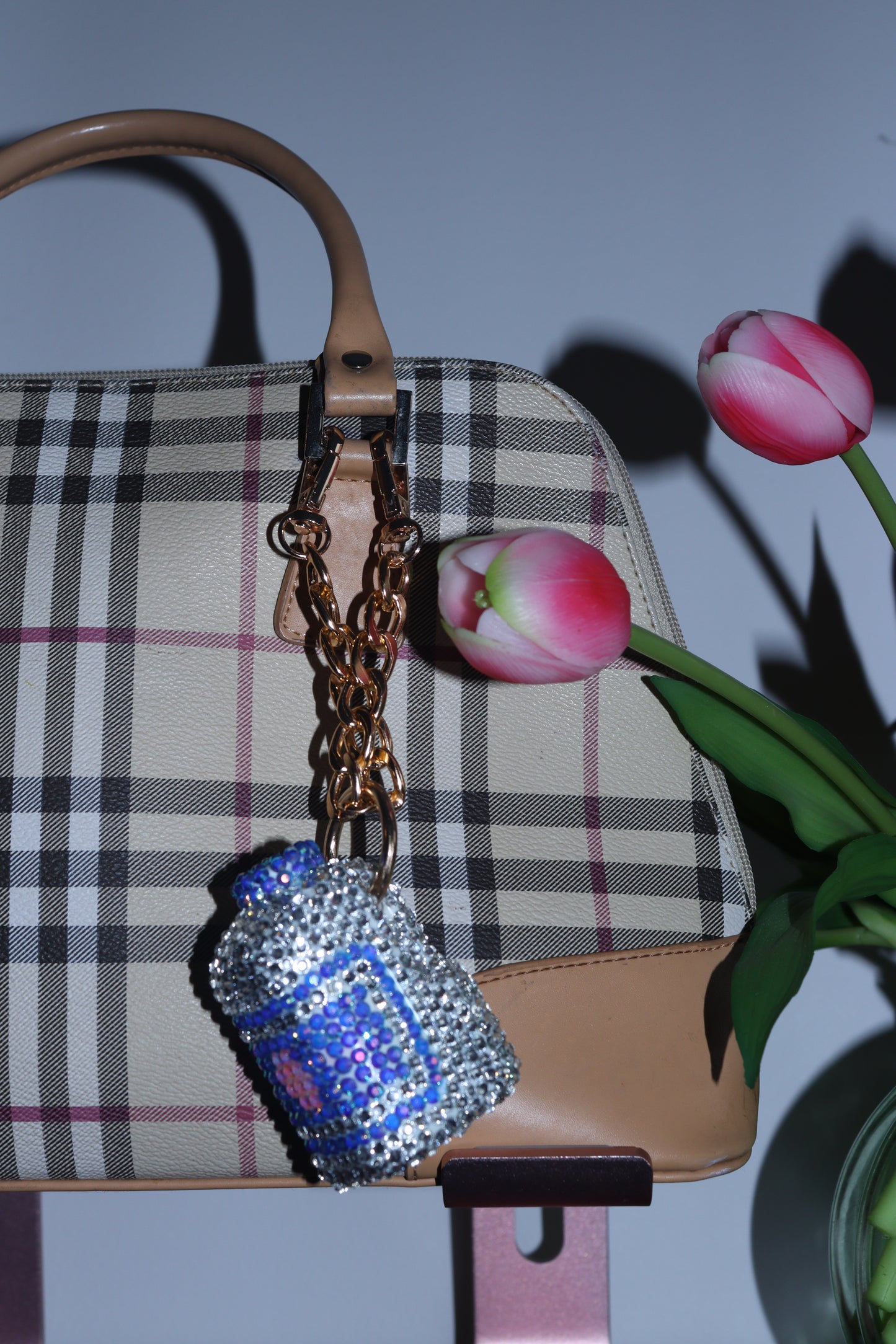 MILK BAG CHARM - RHINESTONE - GOLD CHAIN - DELTA OF PHOENIX