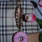 PINK DONUT BAG CHARM - RHINESTONE - GOLD CHAIN - DELTA OF PHOENIX