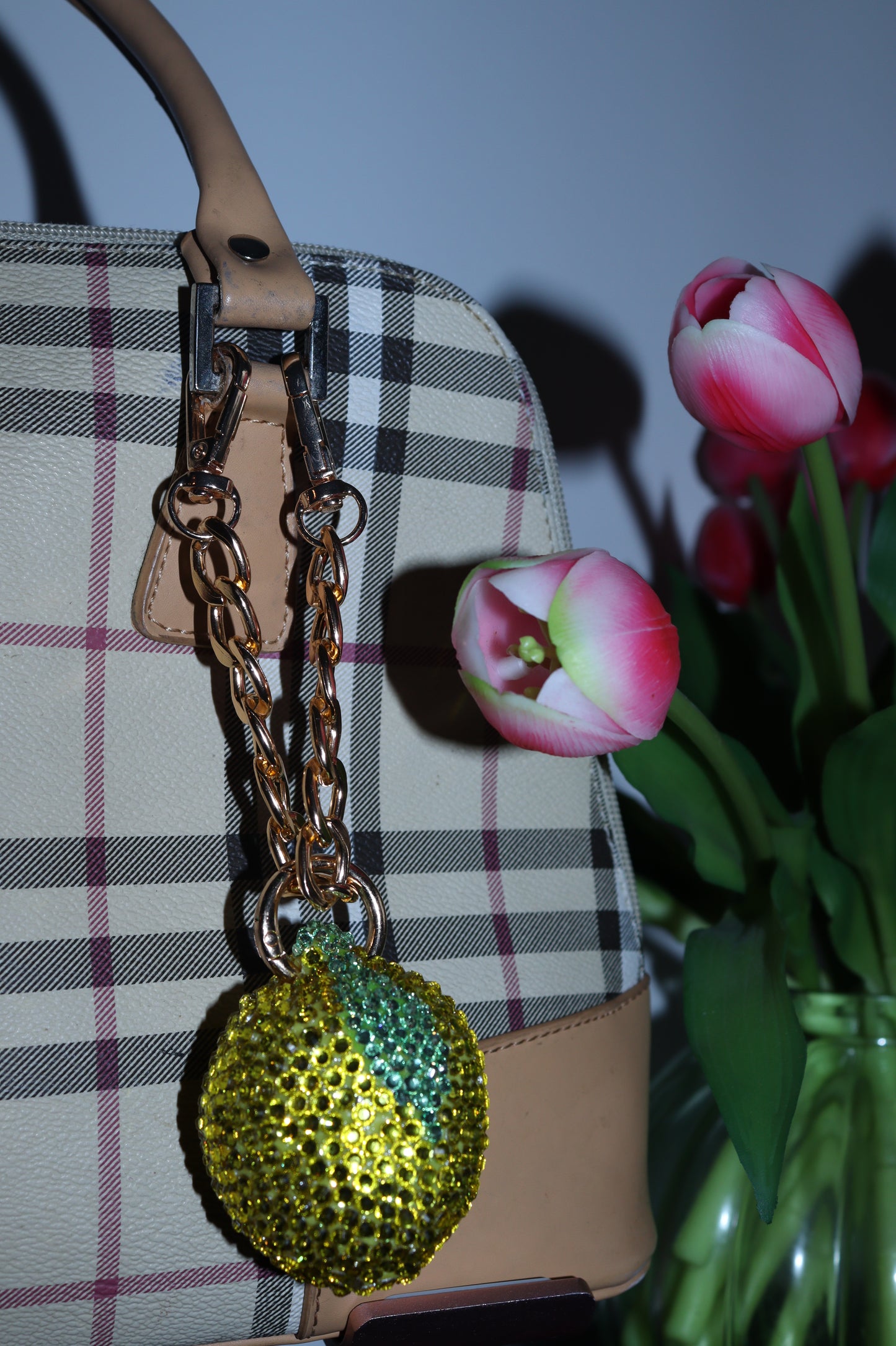 LEMON BAG CHARM - RHINESTONE - GOLD CHAIN - DELTA OF PHOENIX
