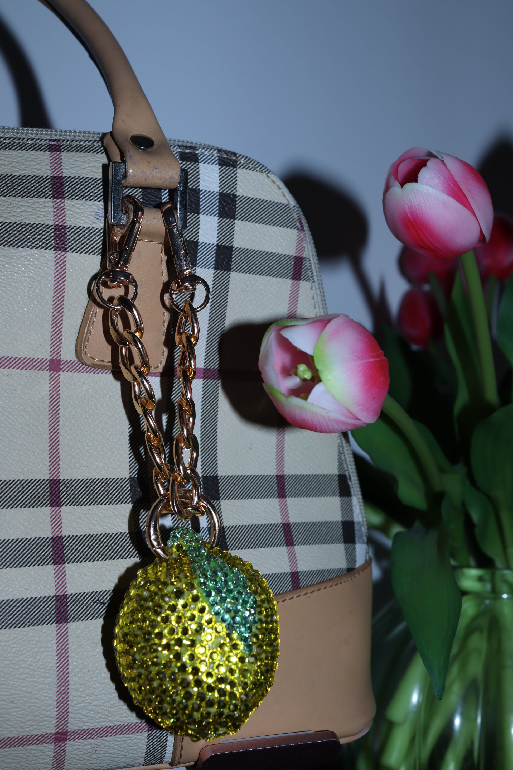 LEMON BAG CHARM - RHINESTONE - GOLD CHAIN - DELTA OF PHOENIX