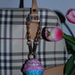 PINK AND BLUE CUPCAKE BAG CHARM - RHINESTONE - GOLD CHAIN - DELTA OF PHOENIX